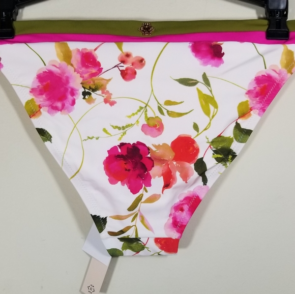 NANETTE LEPORE Silk Blossom-White Classic Swim Top and Bottom, Bathing Suit - Picture 15 of 16